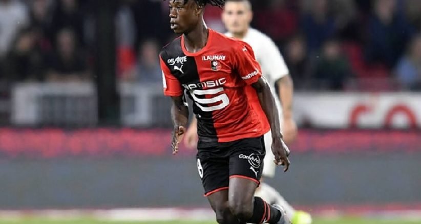 Eduardo Camavinga playing for Rennes against PSG