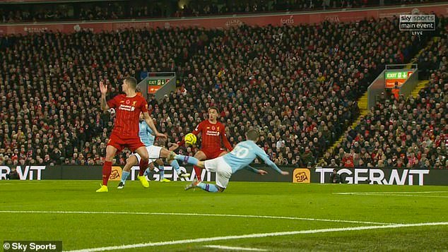 Alexander Arnold touched the ball  with his hand in the early minutes of the game and City claimed penalty.