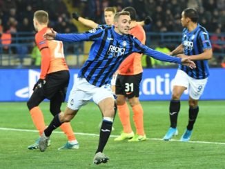 Castagne celebrates the opening goal for Atalanta, as the Italians qualify for the first time.