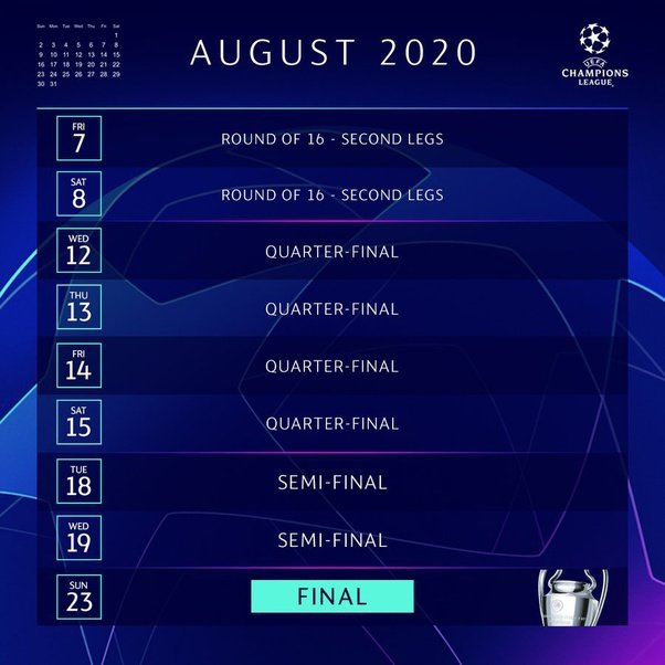 Champions League 2020 schedule