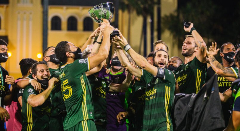 portland-timbers-mls-is-back-trophy-celebration Portland Timbers MLS is back tournament winners